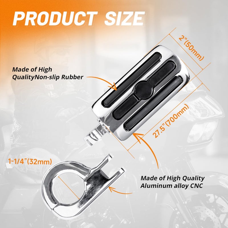 OUMURS 1-1/4"" Motorcycle Foot Pegs For 1.25"" Engine Guard Highway Pegs For Crash Bars Foot Pedal Bracket Clamp Compatible With Harley Touring Electra Road Glide Road King Street Glide Sportster 883 - Image 4
